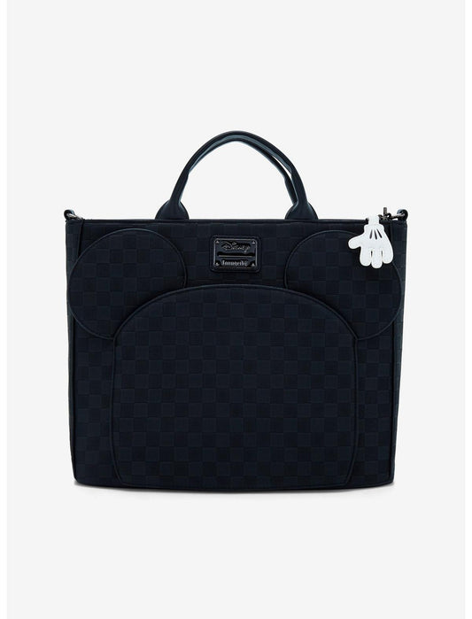Loungefly Disney Mickey Mouse Black Checkered Convertible Tote Bag - US 6407