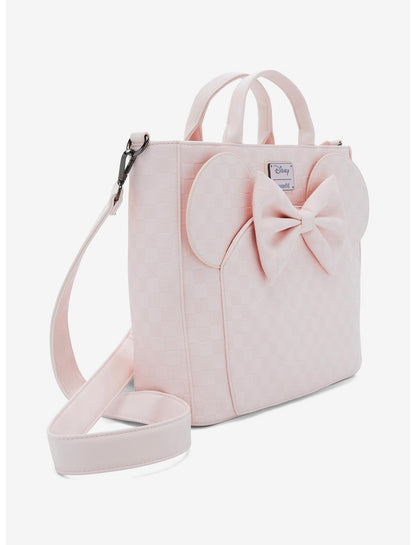 Loungefly Disney Minnie Mouse Pink Checkered Convertible Tote Bag - US 0852
