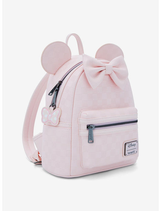 Loungefly Disney Minnie Mouse Light Pink Checkered Figural Mini Backpack - US 2202