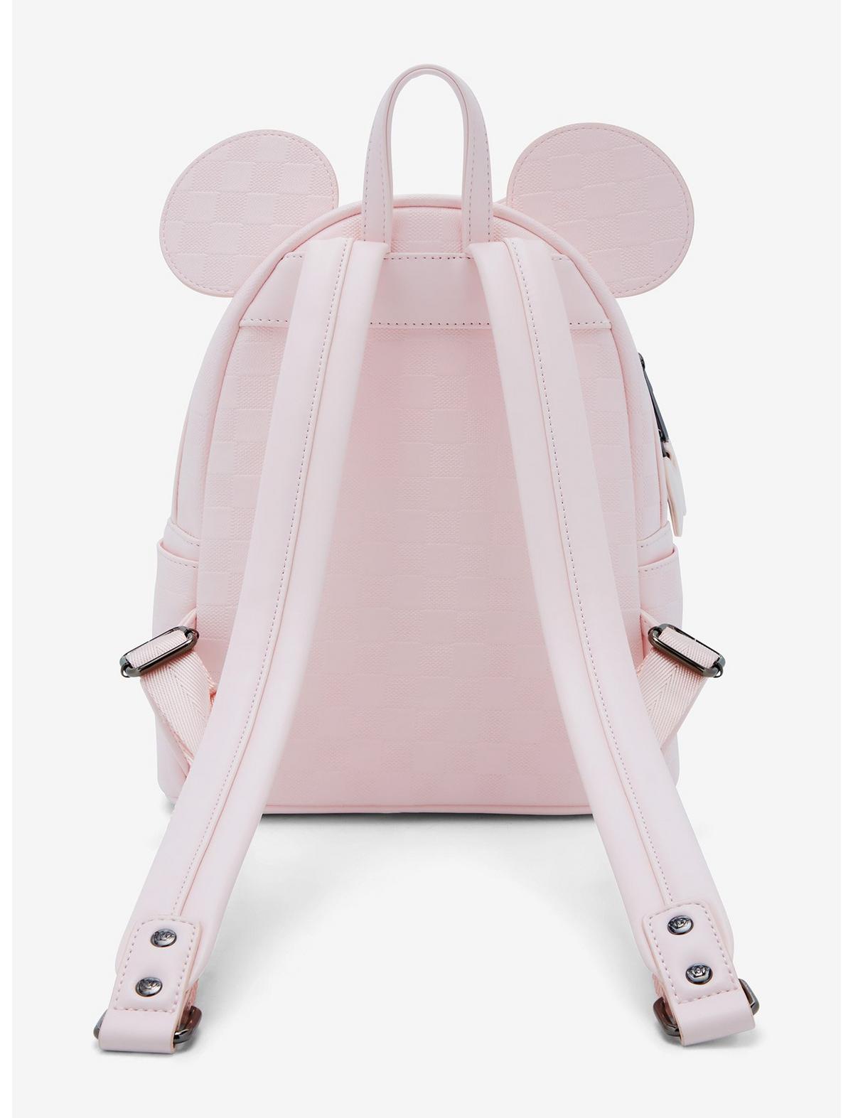Loungefly Disney Minnie Mouse Light Pink Checkered Figural Mini Backpack - US 2202