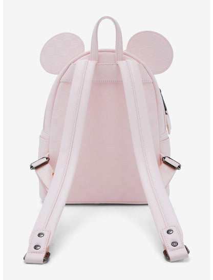 Loungefly Disney Minnie Mouse Light Pink Checkered Figural Mini Backpack - US 2202