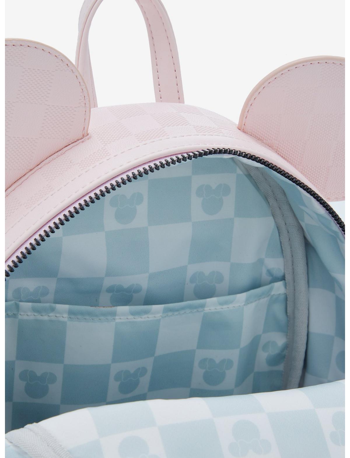 Loungefly Disney Minnie Mouse Light Pink Checkered Figural Mini Backpack - US 2202