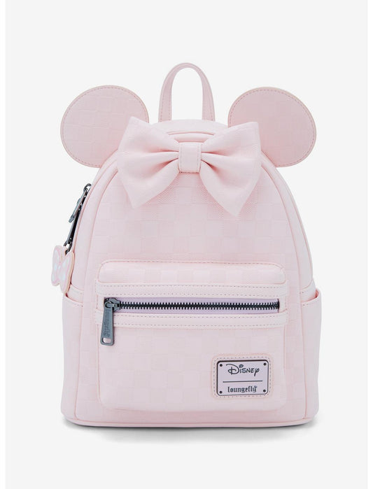 Loungefly Disney Minnie Mouse Light Pink Checkered Figural Mini Backpack - US 2202
