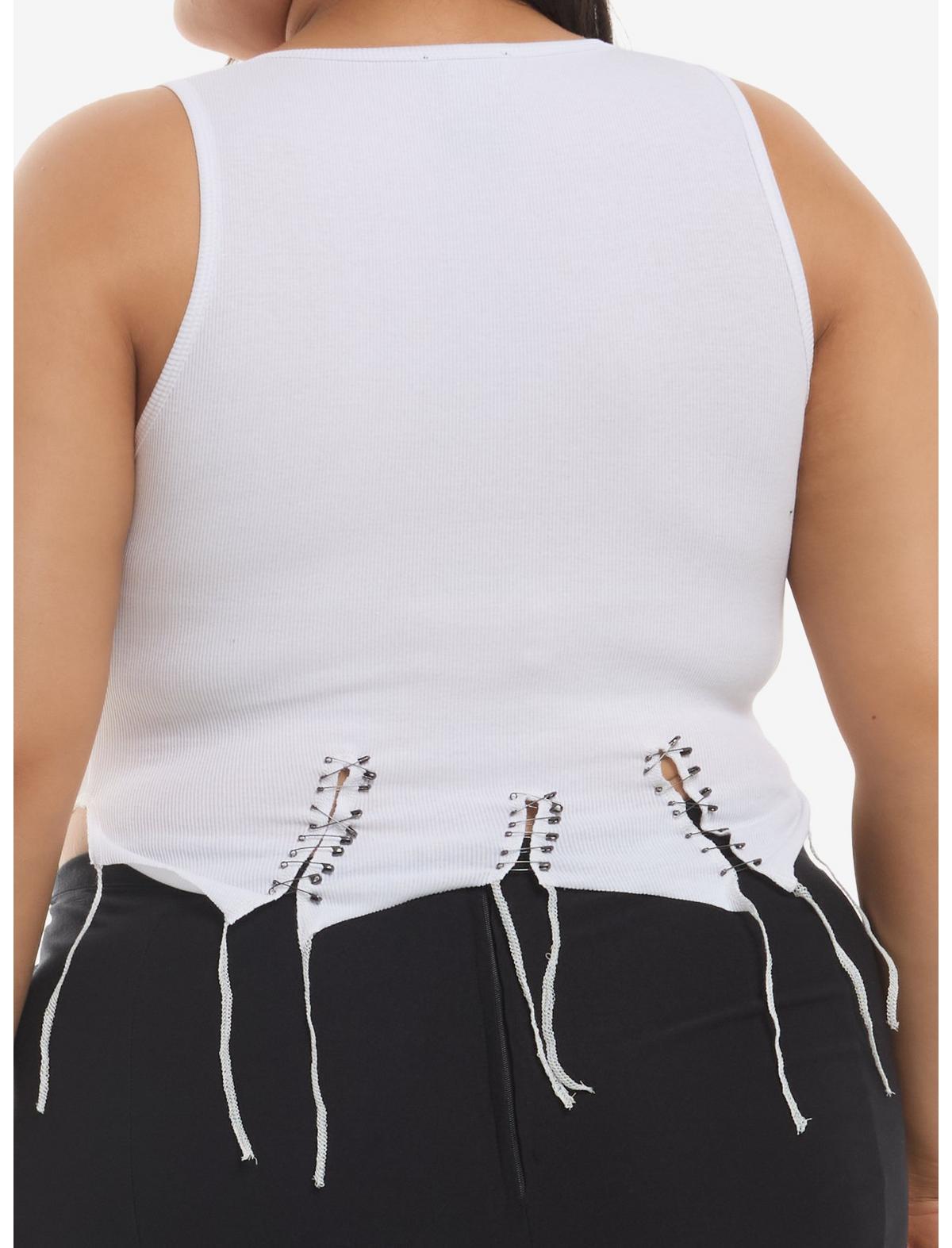 Cosmic Aura Safety Pin & White Lace Girls Tank Top Plus Size - US 2546