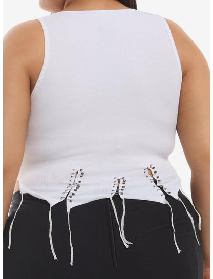 Cosmic Aura Safety Pin & White Lace Girls Tank Top Plus Size - US 2546