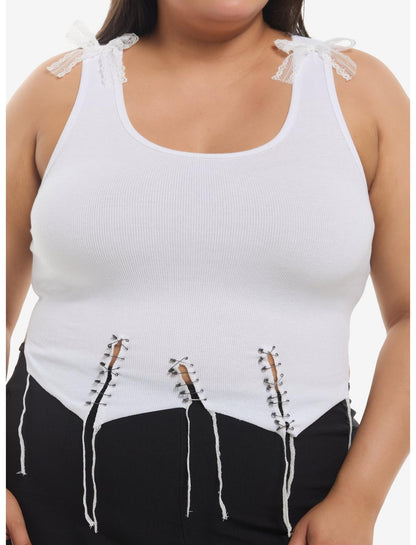 Cosmic Aura Safety Pin & White Lace Girls Tank Top Plus Size - US 2546