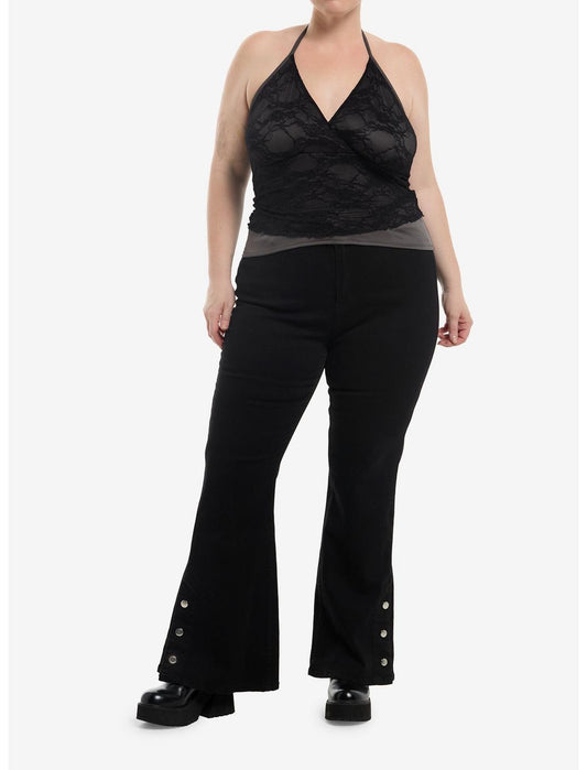 Cosmic Aura Black Lace Mesh Halter Top Plus Size - US 6816