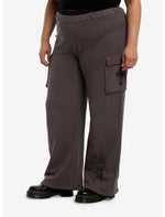 Grey Gothic Cross Double Waist Girls Lounge Pants Plus Size - US 6280