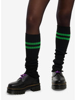 Black & Green Varsity Stripe Over-The-Knee Leg Warmers - US 6289