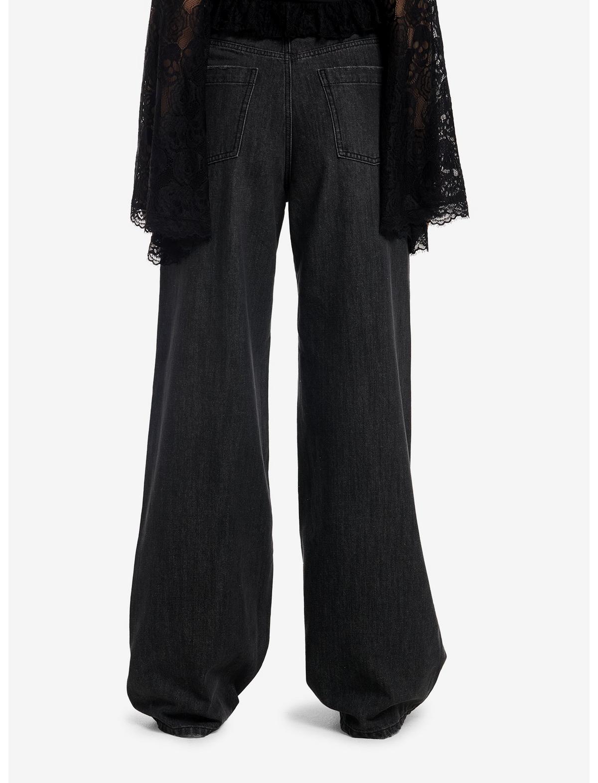 Cosmic Aura Black Lace Distressed Wide Leg Jeans - US 1118