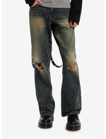 Grommet Tape & Suspenders Vintage Wash Jeans - US 0985