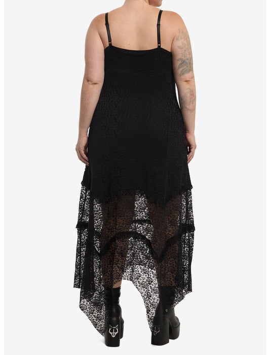 Cosmic Aura Black Lace Hanky Hem Midi Dress Plus Size - US 4342