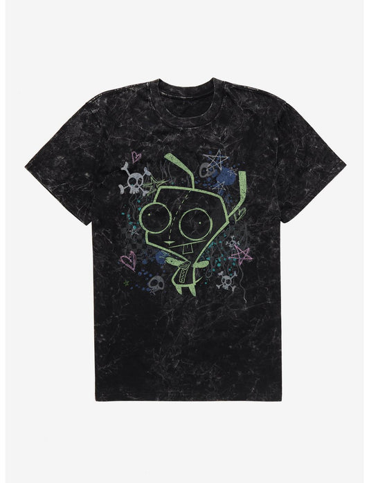 Invader Zim GIR Chalk Art Drawing Mineral Wash T-Shirt - US 3307