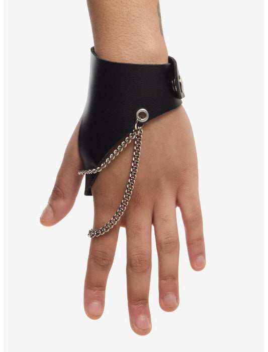 Faux Leather Chain Hand Harness - US 5707