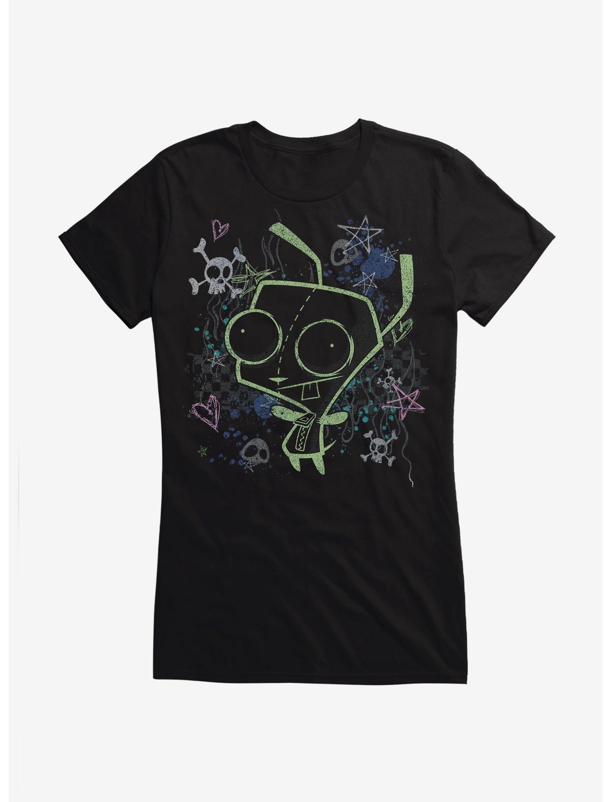 Invader Zim GIR Chalk Art Drawing Girls T-Shirt - US 9792