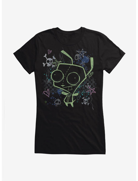 Invader Zim GIR Chalk Art Drawing Girls T-Shirt - US 9792