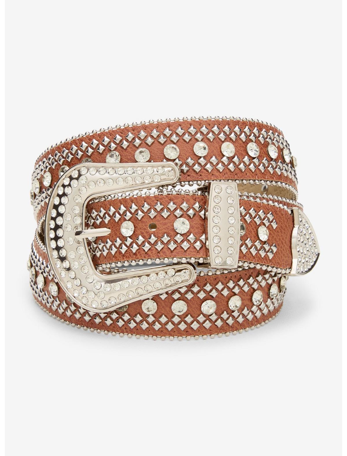 Brown Diamond Stud Bling Belt - US 0518