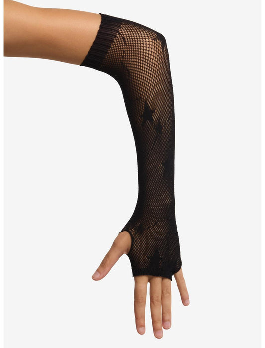 Black Shooting Star Fishnet Arm Warmers - US 9832