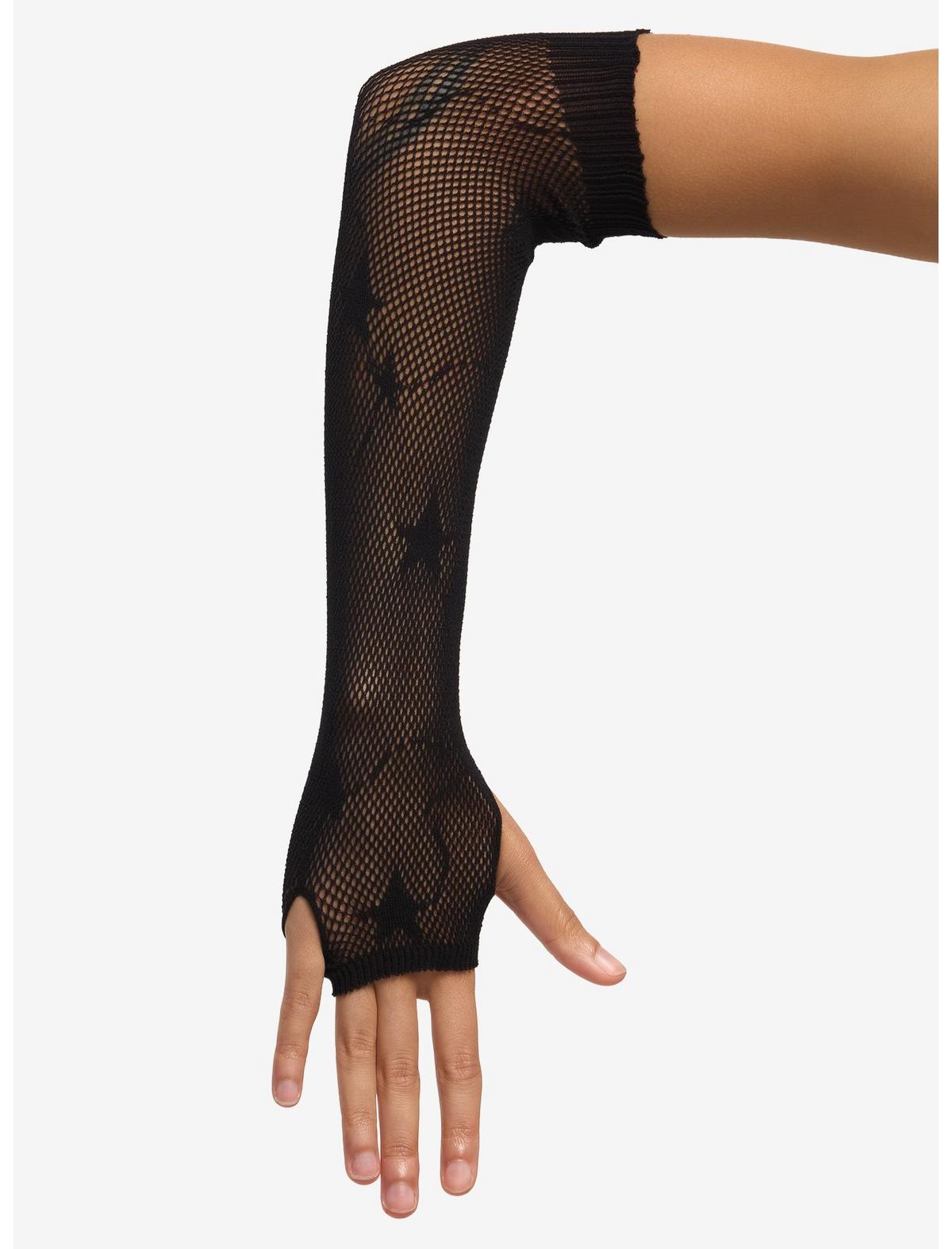Black Shooting Star Fishnet Arm Warmers - US 9832