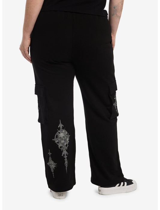 Black Skull & Cross Cargo Sweatpants Plus Size - US 5196