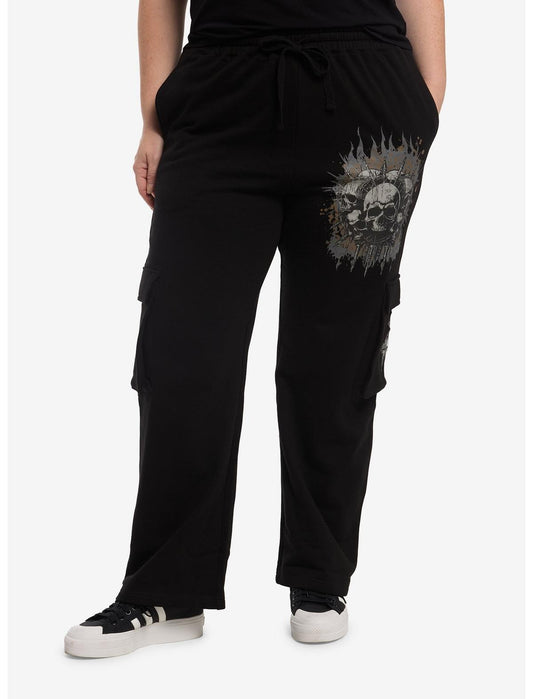 Black Skull & Cross Cargo Sweatpants Plus Size - US 5196