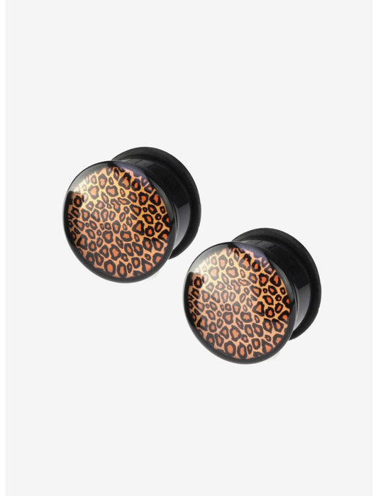 Acrylic Leopard Print Double Flare Plug 2 Pack - US 0238