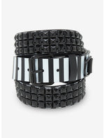 Black & White Stripe Pyramid Stud Belt - US 7145
