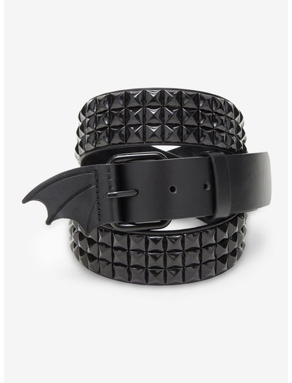 Black Bat Wing Pyramid Stud Belt - US 3093