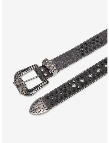 Black Glitter Butterfly Bling Belt - US 9467