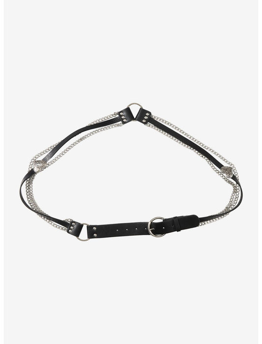 Heart Faux Leather & Chain Belt - US 8911