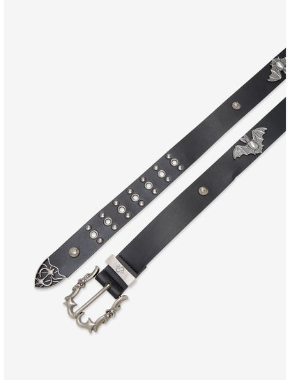 Black Bat Stud Grommet Belt - US 7874