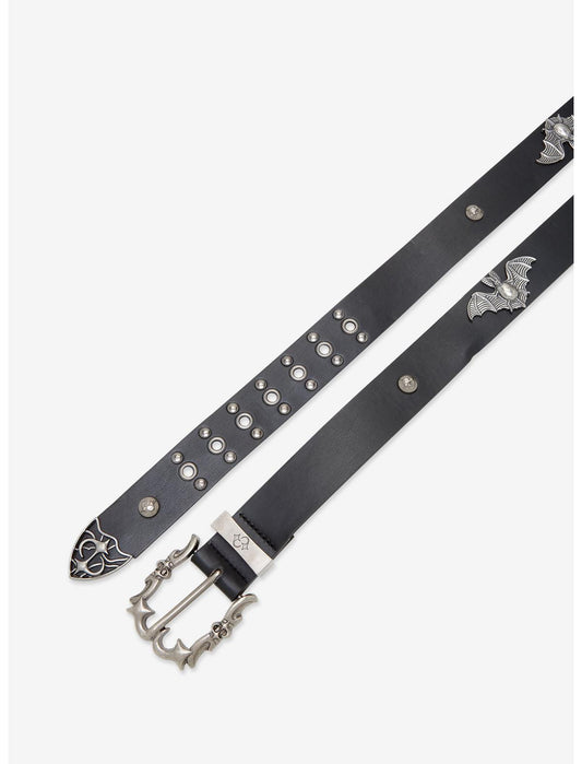 Black Bat Stud Grommet Belt - US 7874
