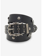 Black Bat Stud Grommet Belt - US 7874