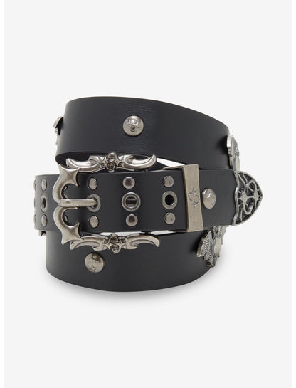 Black Bat Stud Grommet Belt - US 7874