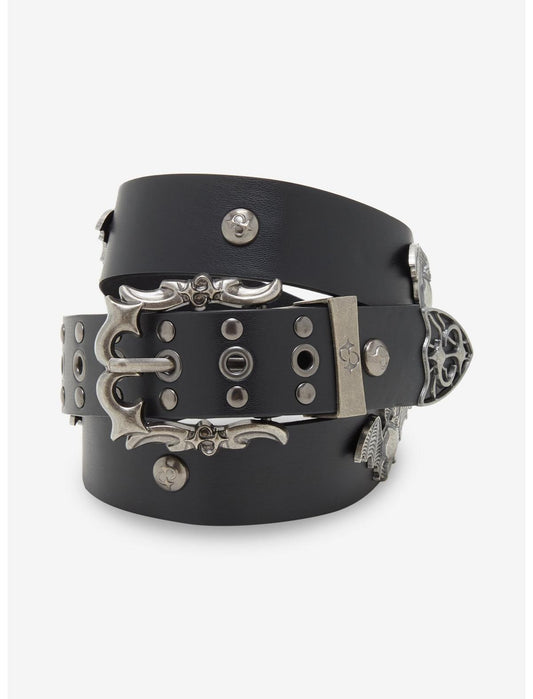 Black Bat Stud Grommet Belt - US 7874