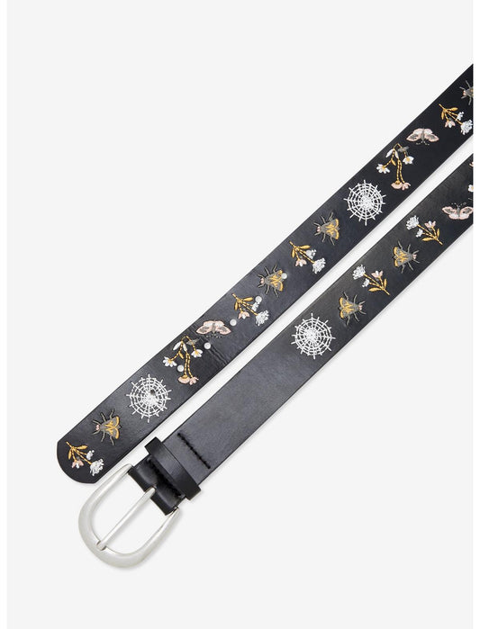 Black Embroidered Floral Wed Belt - US 9713