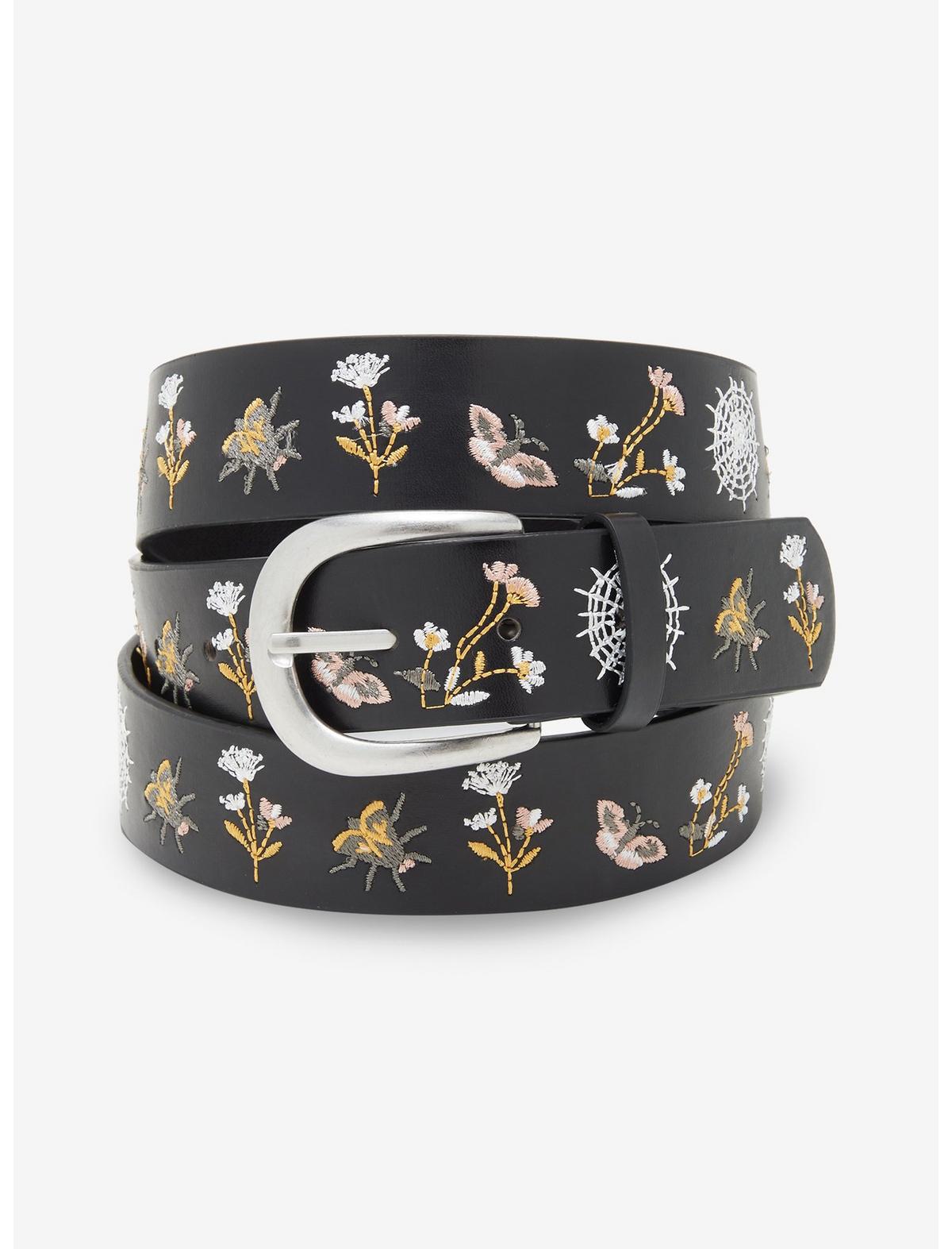 Black Embroidered Floral Wed Belt - US 9713