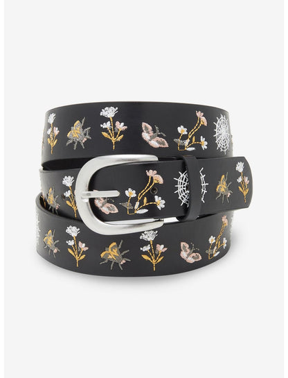 Black Embroidered Floral Wed Belt - US 9713