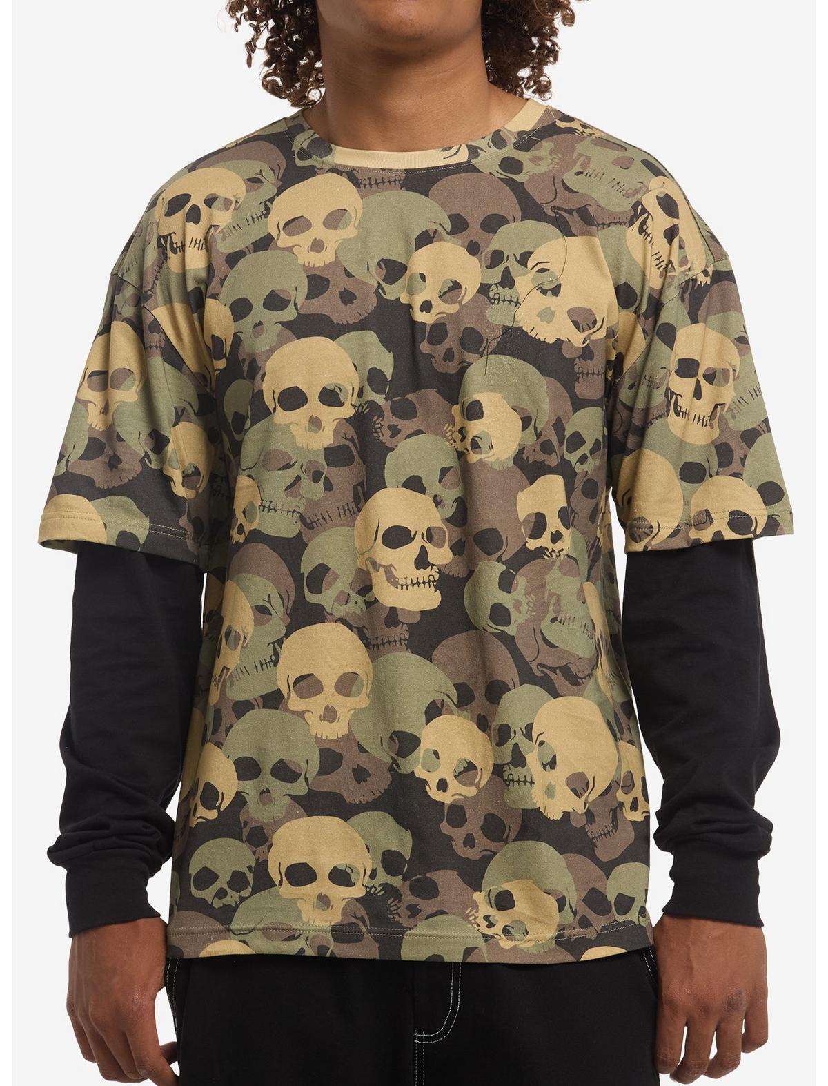 Camouflage Skulls Twofer Long-Sleeve T-Shirt - US 2727