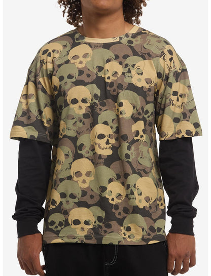 Camouflage Skulls Twofer Long-Sleeve T-Shirt - US 2727