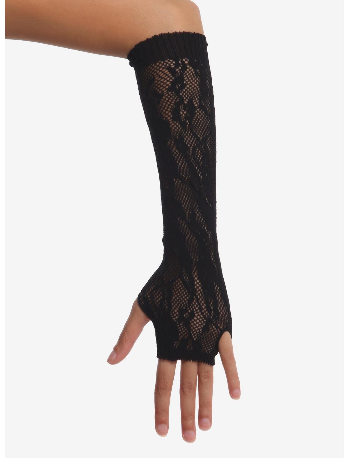 Black Floral Fishnet Arm Warmers - US 0605