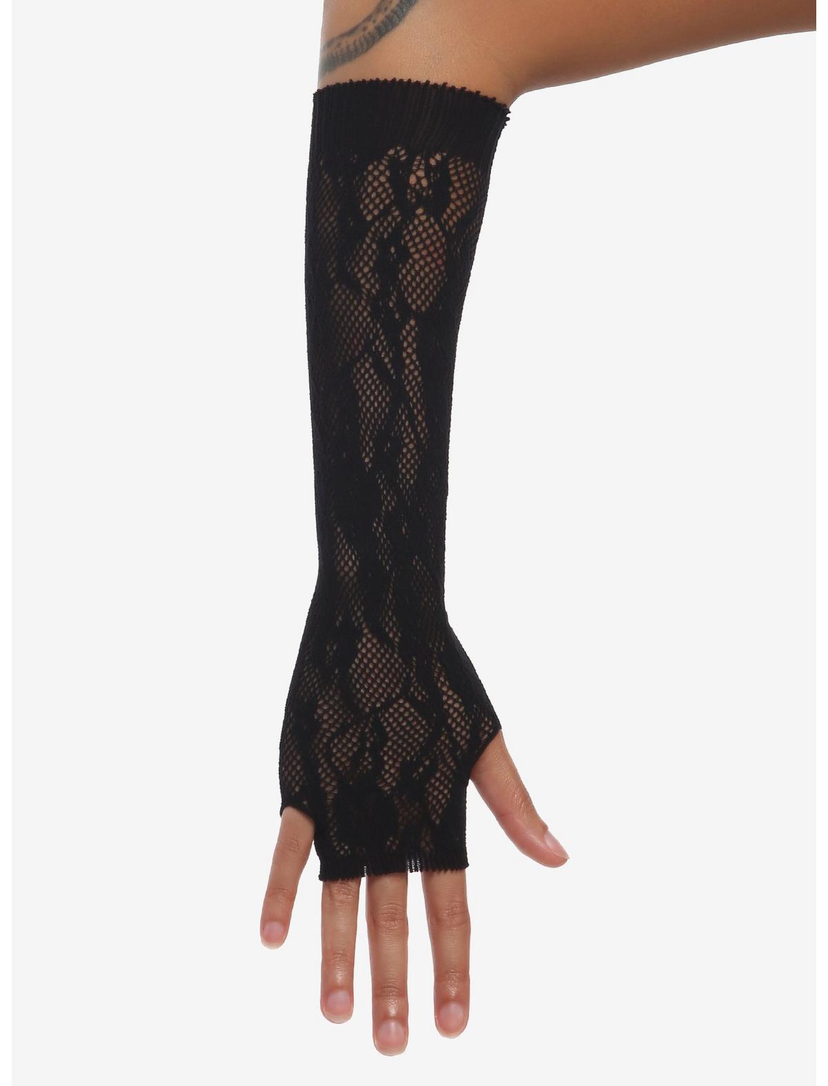Black Floral Fishnet Arm Warmers - US 0605