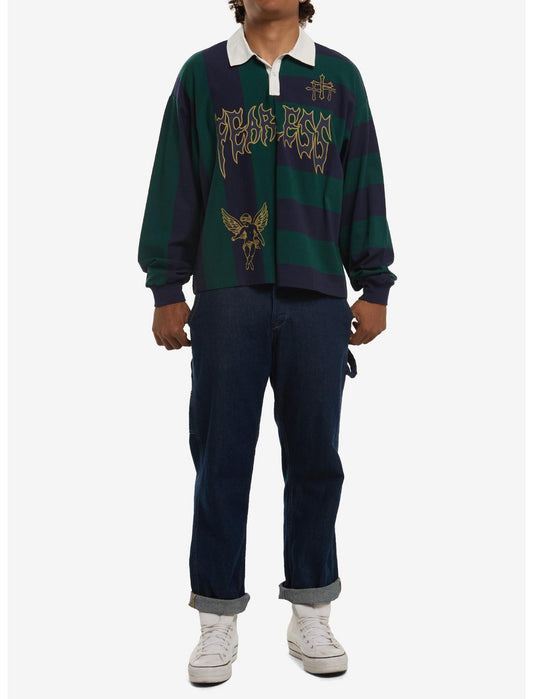 Fearless Split Stripe Long-Sleeve Polo Shirt - US 7994