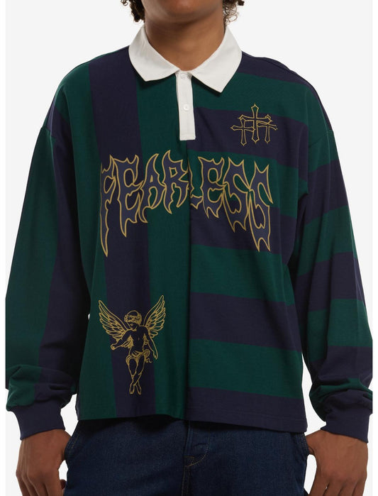 Fearless Split Stripe Long-Sleeve Polo Shirt - US 7994