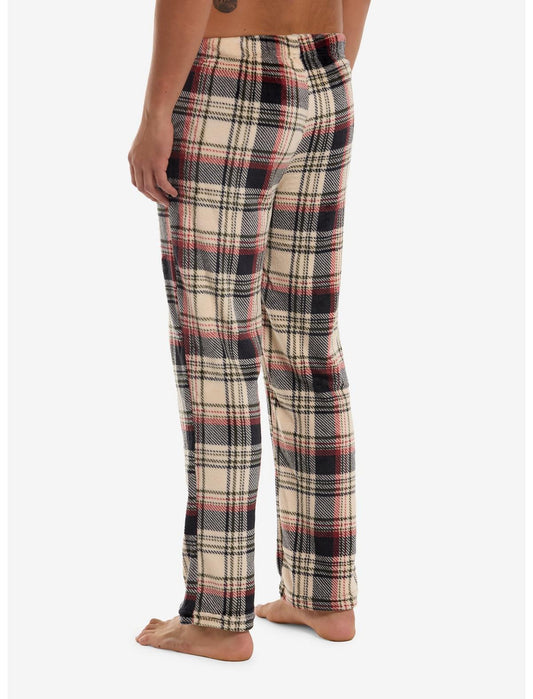Brown & Black Plaid Plush Pajama Pants - US 3366