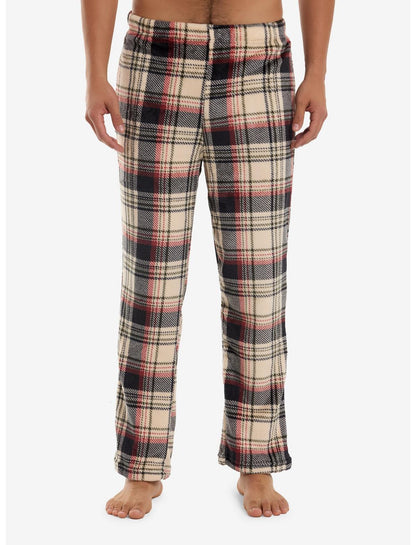 Brown & Black Plaid Plush Pajama Pants - US 3366