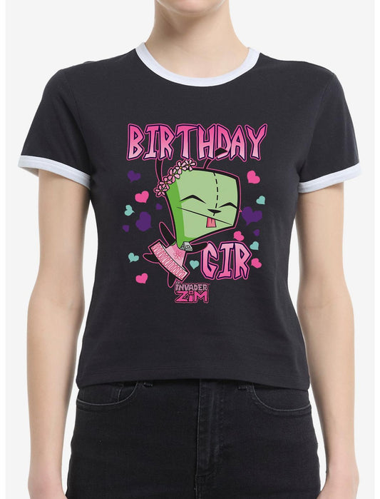 Invader Zim Birthday GIR Ringer Girls T-Shirt - US 8814