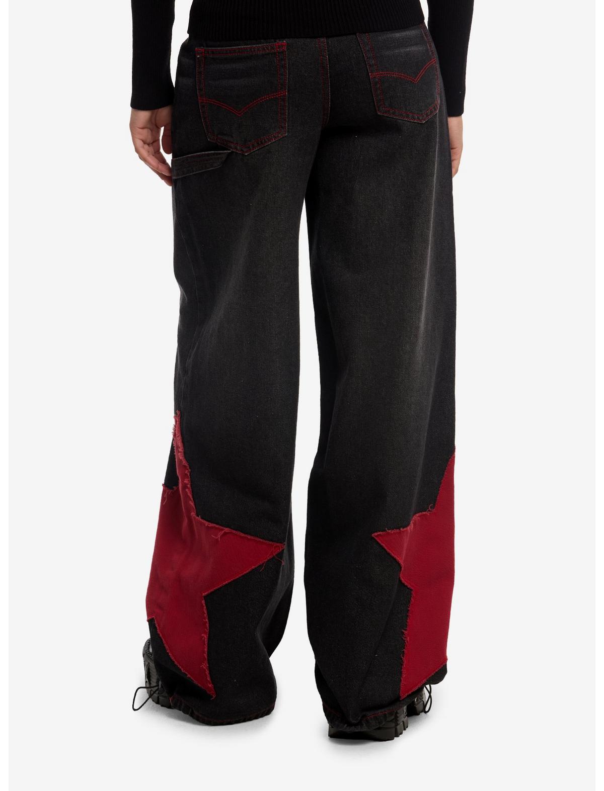 Black & Red Star Wide Leg Jeans - US 4541