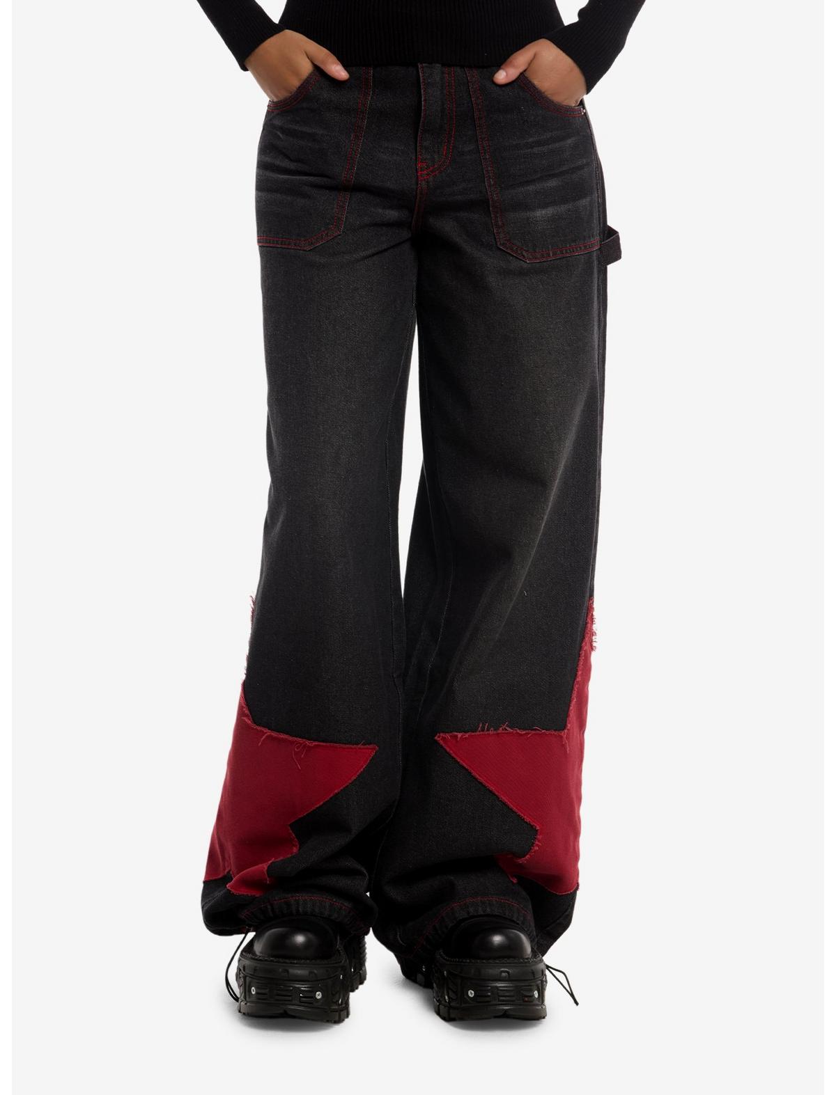 Black & Red Star Wide Leg Jeans - US 4541