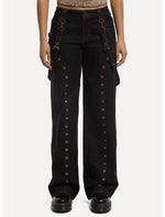 Black & Red Stud Suspender Wide Leg Jeans - US 3058